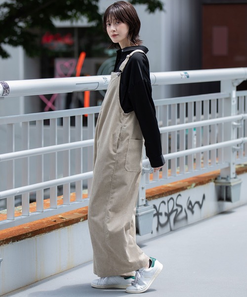 Munich（ミューニック）の「ナノコーデュロイサロペット（サロペット/オーバーオール・レディース・アイボリー/ブラック/グレイッシュベージュ・S/M）」の6枚目の写真