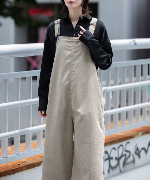 Munich（ミューニック）の「ナノコーデュロイサロペット（サロペット/オーバーオール・レディース・アイボリー/ブラック/グレイッシュベージュ・S/M）」の10枚目の写真