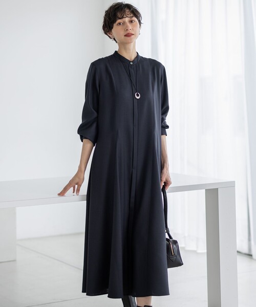 23区 L(ニジュウサンクオオキイサイズ)の「【洗える】TWビエラ シャツワンピース(シャツワンピース・レディース・ネイビー系/ダルブルー系・48/46/44)」の2枚目の写真