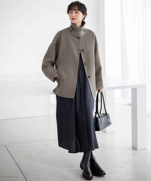 23区 L(ニジュウサンクオオキイサイズ)の「【洗える】TWビエラ シャツワンピース(シャツワンピース・レディース・ネイビー系/ダルブルー系・48/46/44)」の13枚目の写真