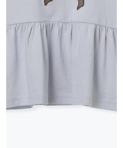 Samansa Mos2 Lagom（サマンサモスモスラーゴム）の「リボンアップリケロンT（Tシャツ/カットソー・キッズ・サックスブルー/オフホワイト・100/110/120/95/130）」の6枚目の写真