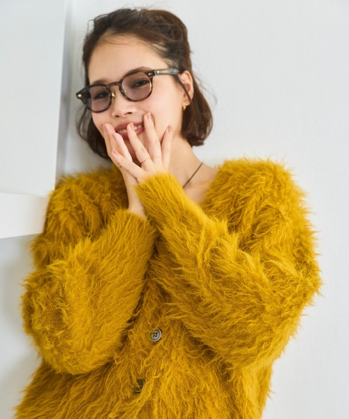 BAYFLOW（ベイフロー）の「ショートシャギーニットカーディガン（カーディガン/ボレロ・レディース・ライトグレー/ホワイト/ブルー/マスタード/チャコール/ブラウン/ライトブルー/ライトイエロー・FREE）」の7枚目の写真