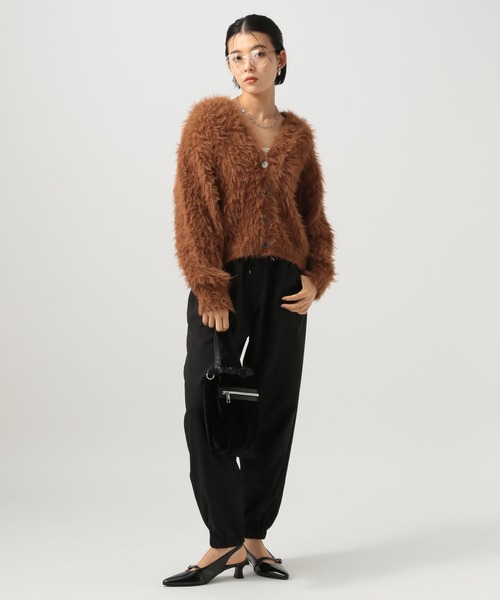 BAYFLOW（ベイフロー）の「ショートシャギーニットカーディガン（カーディガン/ボレロ・レディース・ライトグレー/ホワイト/ブルー/マスタード/チャコール/ブラウン/ライトブルー/ライトイエロー・FREE）」の13枚目の写真