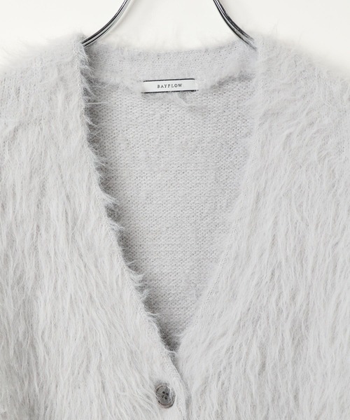 BAYFLOW（ベイフロー）の「ショートシャギーニットカーディガン（カーディガン/ボレロ・レディース・ライトグレー/ホワイト/ブルー/マスタード/チャコール/ブラウン/ライトブルー/ライトイエロー・FREE）」の22枚目の写真
