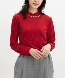 ビジュー付ハイネック