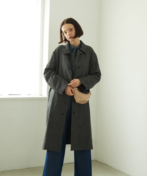 ツイードステンカラーロングコート（その他アウター）｜LA MARINE