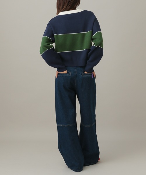 3.3 Field Trip （3.3フィールドトリップ）の「3.3 Field Trip／ロゴボーダーニット（ニット/セーター・レディース・ネイビー/ブラウン/ボルドー/ブルー・FREE）」の13枚目の写真