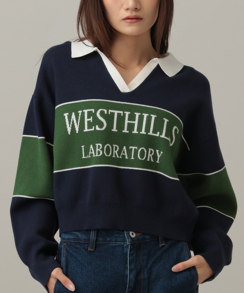 3.3 Field Trip （3.3フィールドトリップ）の「3.3 Field Trip／ロゴボーダーニット（ニット/セーター・レディース・ネイビー/ブラウン/ボルドー/ブルー・FREE）」の15枚目の写真