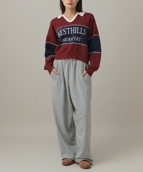 3.3 Field Trip （3.3フィールドトリップ）の「3.3 Field Trip／ロゴボーダーニット（ニット/セーター・レディース・ネイビー/ブラウン/ボルドー/ブルー・FREE）」の17枚目の写真