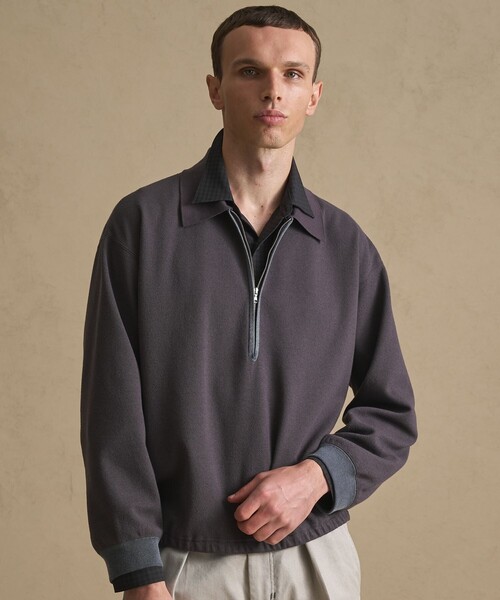 PUBLIC TOKYO（パブリックトウキョウ）の「ブークレハーフジップスウェット（スウェット・メンズ・ダークネイビー/ダークグレー・1/2）」の11枚目の写真