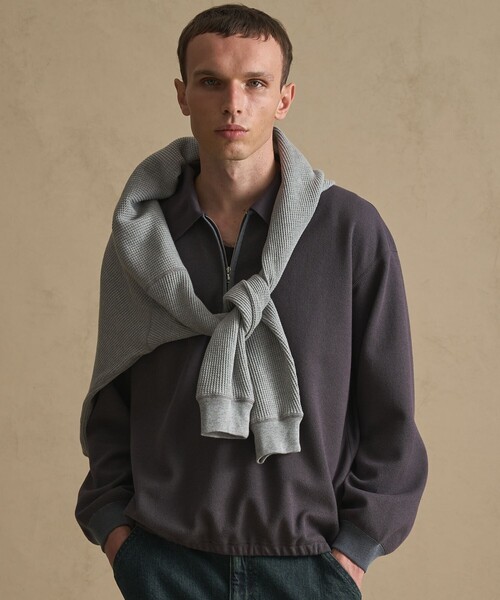 PUBLIC TOKYO（パブリックトウキョウ）の「ブークレハーフジップスウェット（スウェット・メンズ・ダークネイビー/ダークグレー・1/2）」の18枚目の写真