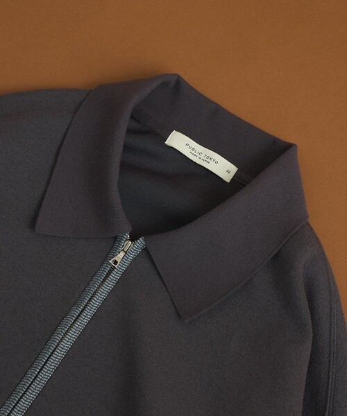 PUBLIC TOKYO（パブリックトウキョウ）の「ブークレハーフジップスウェット（スウェット・メンズ・ダークネイビー/ダークグレー・1/2）」の4枚目の写真
