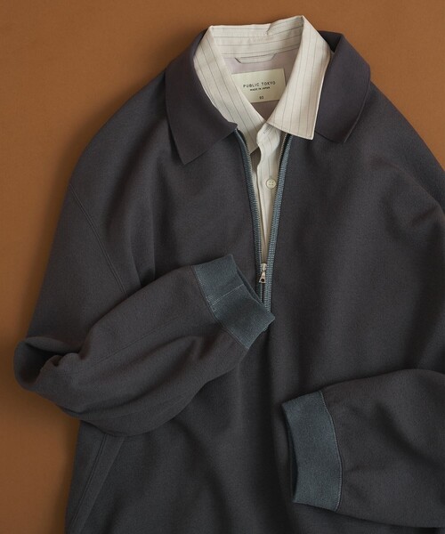 PUBLIC TOKYO（パブリックトウキョウ）の「ブークレハーフジップスウェット（スウェット・メンズ・ダークネイビー/ダークグレー・1/2）」の10枚目の写真