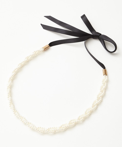 AIMER（エメ）の「パール×リボンマルチベルト（ベルト・レディース・ブラック/ベージュ・FREE）」の2枚目の写真