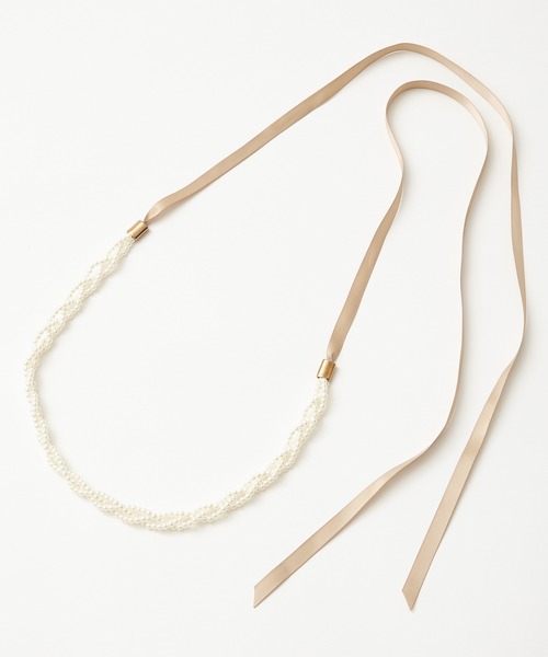 AIMER（エメ）の「パール×リボンマルチベルト（ベルト・レディース・ブラック/ベージュ・FREE）」の3枚目の写真