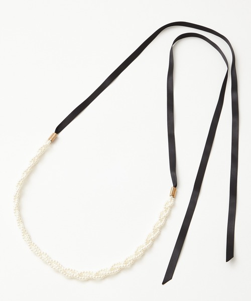 AIMER（エメ）の「パール×リボンマルチベルト（ベルト・レディース・ブラック/ベージュ・FREE）」の6枚目の写真