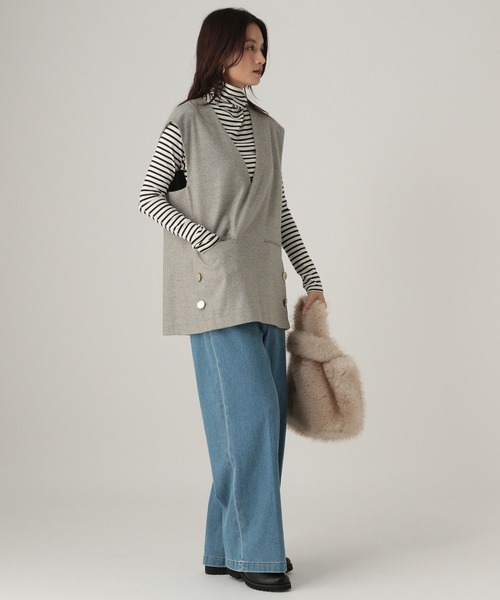 Elura（エルーラ）の「ウールライクベスト/606423（ベスト・レディース・ライトグレー/ネイビー/オフホワイト・FREE）」の16枚目の写真