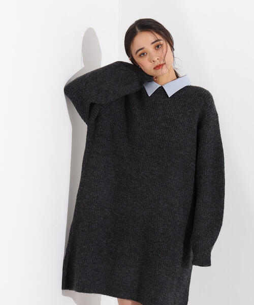 N.（N. Natural Beauty Basic）（エヌエヌナチュラルビューティーベーシック）の「【2WAY】襟付ミニニットワンピース（ワンピース・レディース・イエロー/ブラウン/チャコールグレー・MEDIUM）」の7枚目の写真