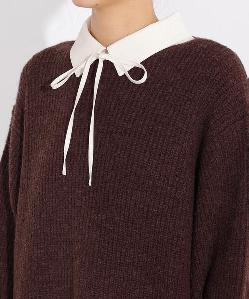 N.（N. Natural Beauty Basic）（エヌエヌナチュラルビューティーベーシック）の「【2WAY】襟付ミニニットワンピース（ワンピース・レディース・イエロー/ブラウン/チャコールグレー・MEDIUM）」の21枚目の写真