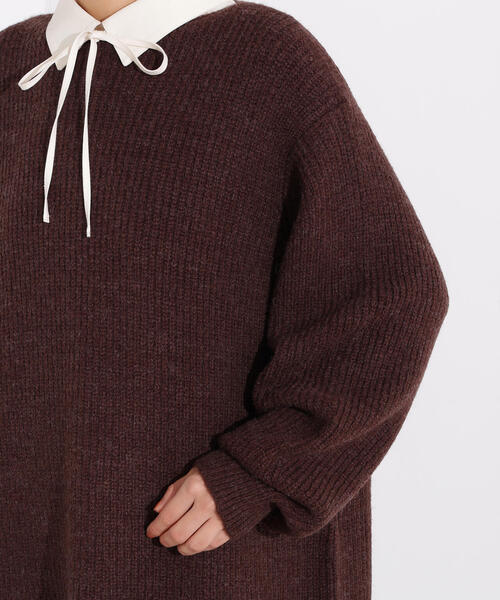 N.（N. Natural Beauty Basic）（エヌエヌナチュラルビューティーベーシック）の「【2WAY】襟付ミニニットワンピース（ワンピース・レディース・イエロー/ブラウン/チャコールグレー・MEDIUM）」の22枚目の写真