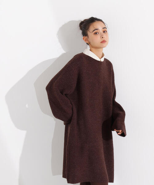 N.（N. Natural Beauty Basic）（エヌエヌナチュラルビューティーベーシック）の「【2WAY】襟付ミニニットワンピース（ワンピース・レディース・イエロー/ブラウン/チャコールグレー・MEDIUM）」の3枚目の写真