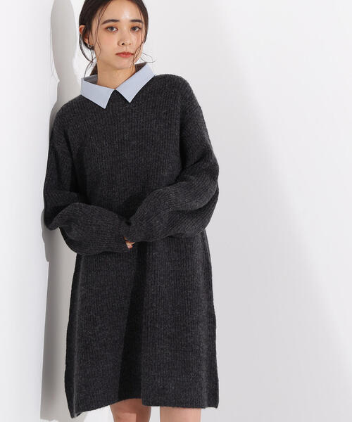 N.（N. Natural Beauty Basic）（エヌエヌナチュラルビューティーベーシック）の「【2WAY】襟付ミニニットワンピース（ワンピース・レディース・イエロー/ブラウン/チャコールグレー・MEDIUM）」の2枚目の写真