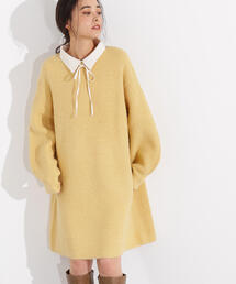 N.（N. Natural Beauty Basic） | 【2WAY】襟付ミニニットワンピース(ワンピース)