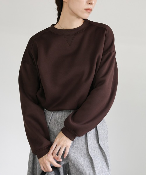 select MOCA（セレクトモカ）の「フロントドロストソフトタッチスウェット（スウェット・レディース・ブラウン/アイボリー/ブラック・FREE）」の3枚目の写真