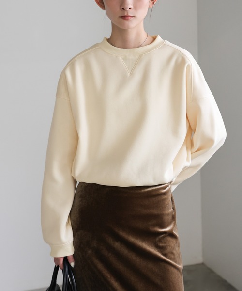 select MOCA（セレクトモカ）の「フロントドロストソフトタッチスウェット（スウェット・レディース・ブラウン/アイボリー/ブラック・FREE）」の2枚目の写真