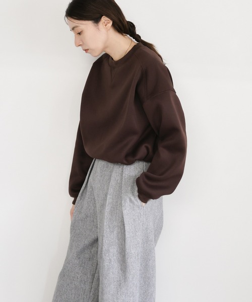 select MOCA（セレクトモカ）の「フロントドロストソフトタッチスウェット（スウェット・レディース・ブラウン/アイボリー/ブラック・FREE）」の8枚目の写真