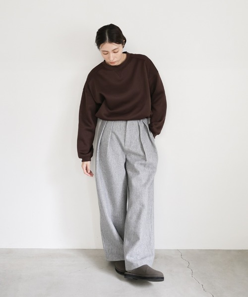 select MOCA（セレクトモカ）の「フロントドロストソフトタッチスウェット（スウェット・レディース・ブラウン/アイボリー/ブラック・FREE）」の10枚目の写真