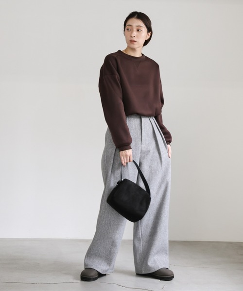 select MOCA（セレクトモカ）の「フロントドロストソフトタッチスウェット（スウェット・レディース・ブラウン/アイボリー/ブラック・FREE）」の4枚目の写真