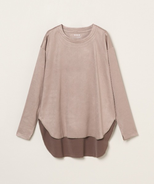 three dots(スリードッツ)の「スエードジャージー 長袖Tシャツ(Tシャツ/カットソー・レディース・ライトブラック/ベージュ系その他/ライトイエロー・SMALL/X-SMALL)」の3枚目の写真