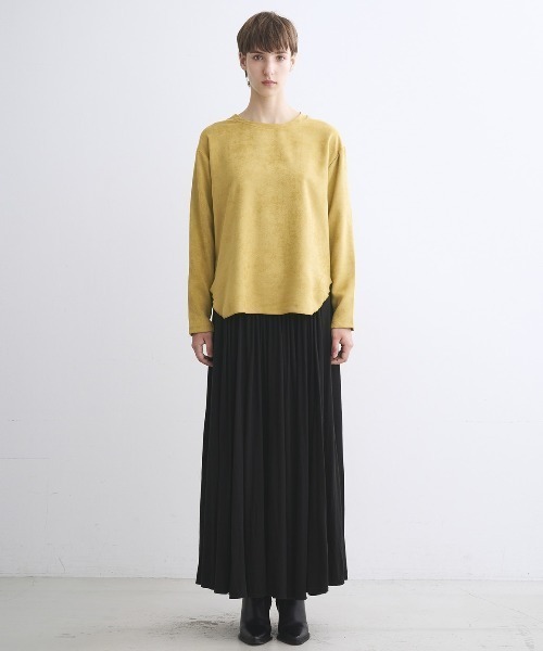 three dots(スリードッツ)の「スエードジャージー 長袖Tシャツ(Tシャツ/カットソー・レディース・ライトブラック/ベージュ系その他/ライトイエロー・SMALL/X-SMALL)」の6枚目の写真