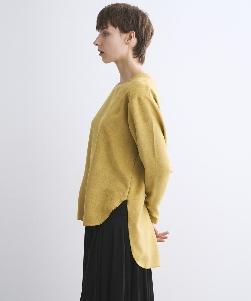 three dots(スリードッツ)の「スエードジャージー 長袖Tシャツ(Tシャツ/カットソー・レディース・ライトブラック/ベージュ系その他/ライトイエロー・SMALL/X-SMALL)」の7枚目の写真