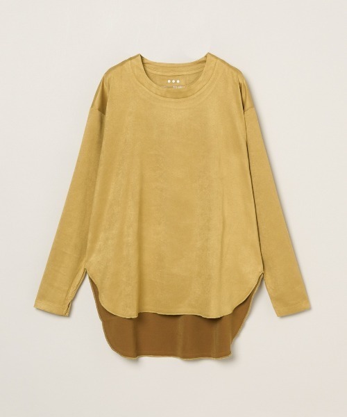 three dots(スリードッツ)の「スエードジャージー 長袖Tシャツ(Tシャツ/カットソー・レディース・ライトブラック/ベージュ系その他/ライトイエロー・SMALL/X-SMALL)」の4枚目の写真