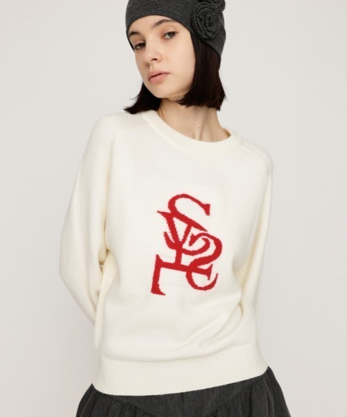SLY（スライ）の「LOGO JQ KNIT TOPS ロゴ ジャガード ニット トップス