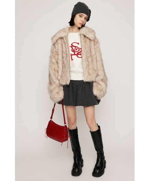 SLY(スライ)の「LOGO JQ KNIT TOPS ロゴ ジャガード ニット トップス 秋服 冬服(ニット/セーター・レディース・ネイビー/レッド/アイボリー/杢グレー・FREE)」の6枚目の写真