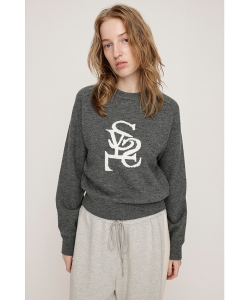 SLY(スライ)の「LOGO JQ KNIT TOPS ロゴ ジャガード ニット トップス 秋服 冬服(ニット/セーター・レディース・ネイビー/レッド/アイボリー/杢グレー・FREE)」の8枚目の写真