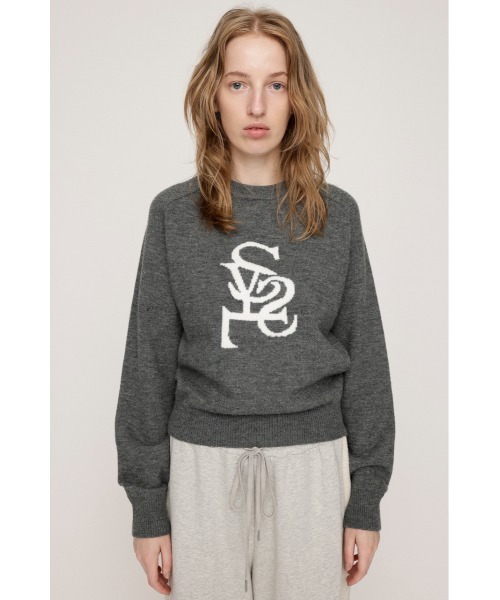 SLY(スライ)の「LOGO JQ KNIT TOPS ロゴ ジャガード ニット トップス 秋服 冬服(ニット/セーター・レディース・ネイビー/レッド/アイボリー/杢グレー・FREE)」の10枚目の写真