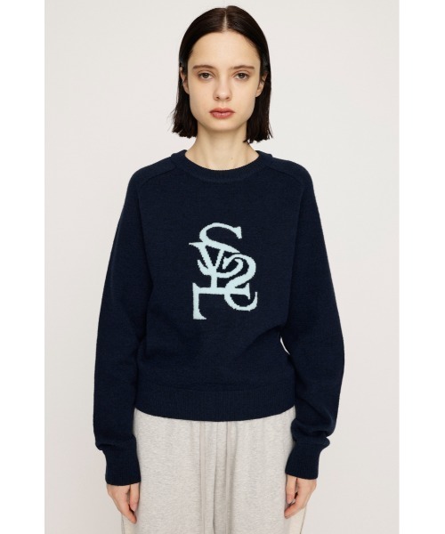 SLY(スライ)の「LOGO JQ KNIT TOPS ロゴ ジャガード ニット トップス 秋服 冬服(ニット/セーター・レディース・ネイビー/レッド/アイボリー/杢グレー・FREE)」の13枚目の写真