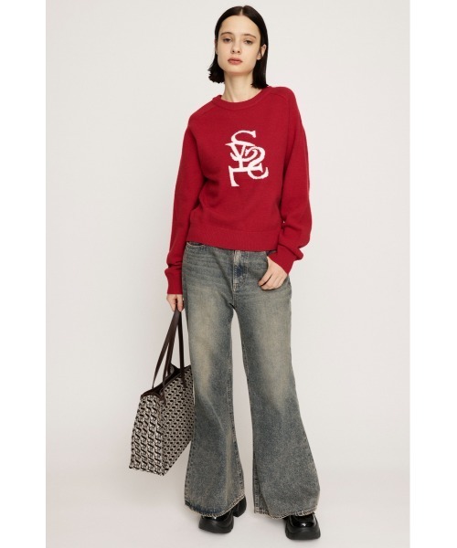 SLY(スライ)の「LOGO JQ KNIT TOPS ロゴ ジャガード ニット トップス 秋服 冬服(ニット/セーター・レディース・ネイビー/レッド/アイボリー/杢グレー・FREE)」の15枚目の写真