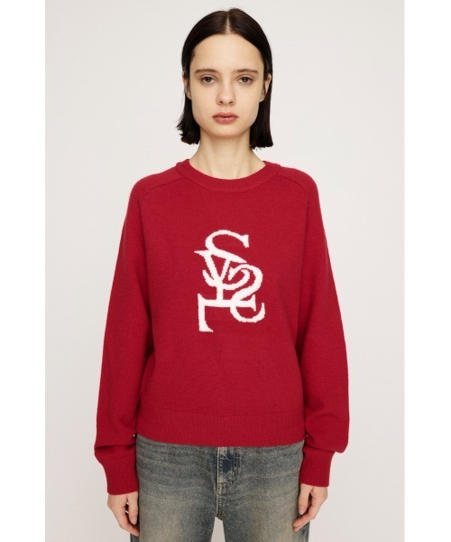 SLY(スライ)の「LOGO JQ KNIT TOPS ロゴ ジャガード ニット トップス 秋服 冬服(ニット/セーター・レディース・ネイビー/レッド/アイボリー/杢グレー・FREE)」の16枚目の写真