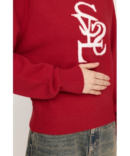 SLY(スライ)の「LOGO JQ KNIT TOPS ロゴ ジャガード ニット トップス 秋服 冬服(ニット/セーター・レディース・ネイビー/レッド/アイボリー/杢グレー・FREE)」の20枚目の写真