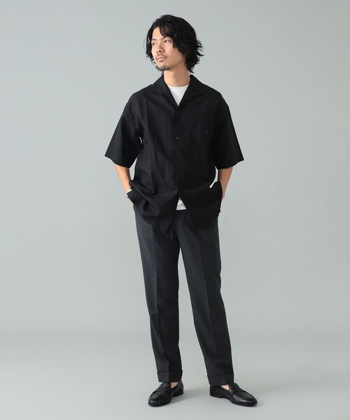 BEAMS F（ビームスエフ）の「*A VONTADE / リネン イタリアンカラー ショートスリーブシャツ（シャツ/ブラウス・メンズ・ブラック/オフホワイト・S/M/L）」の2枚目の写真