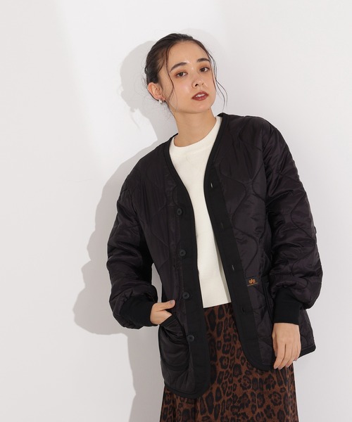Alpha Industries(アルファインダストリーズ)の「【Alpha Industries】キルティングライナー(ノーカラージャケット・レディース・ブラック/オリーブ・X-SMALL)」の20枚目の写真