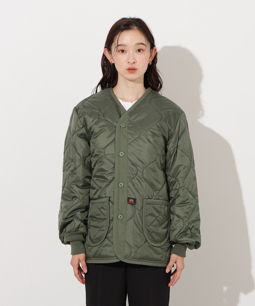 Alpha Industries(アルファインダストリーズ)の「【Alpha Industries】キルティングライナー(ノーカラージャケット・レディース・ブラック/オリーブ・X-SMALL)」の7枚目の写真