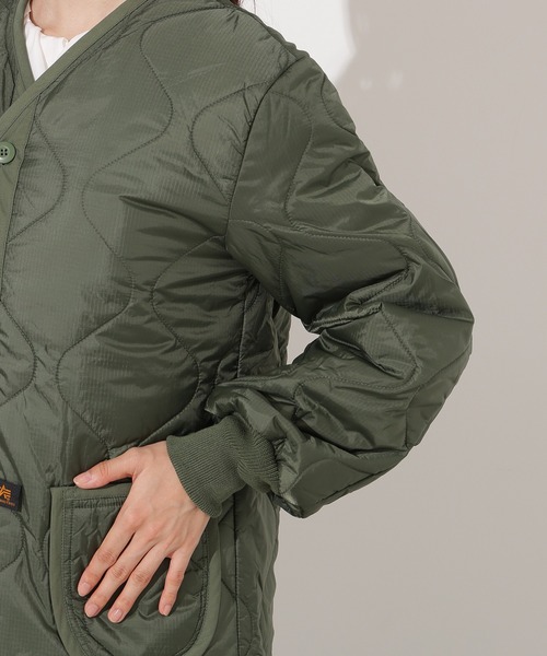 Alpha Industries(アルファインダストリーズ)の「【Alpha Industries】キルティングライナー(ノーカラージャケット・レディース・ブラック/オリーブ・X-SMALL)」の11枚目の写真