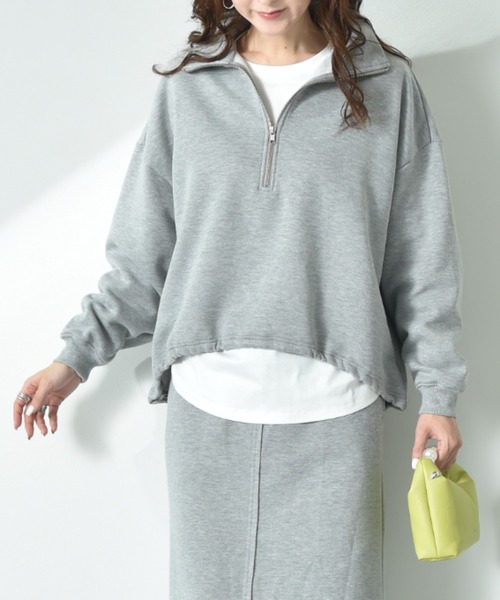 INTERPLANET（インタープラネット）の「【ＣＬＯＣＨＥ】ハーフＺＩＰ裏起毛プルオーバー（スウェット・レディース・イエロー/グレー/アイボリー・FREE）」の2枚目の写真