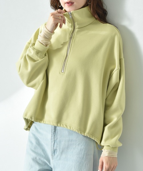 INTERPLANET（インタープラネット）の「【ＣＬＯＣＨＥ】ハーフＺＩＰ裏起毛プルオーバー（スウェット・レディース・イエロー/グレー/アイボリー・FREE）」の3枚目の写真